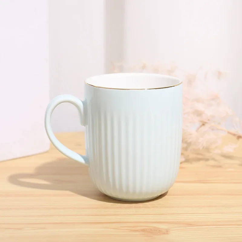 High Quality Vertical Stripe Ceramic Mug Coffee Tea Cups of Coffee Couple Gift Original Mugs Free Shipping Cup for Tea Drinkware