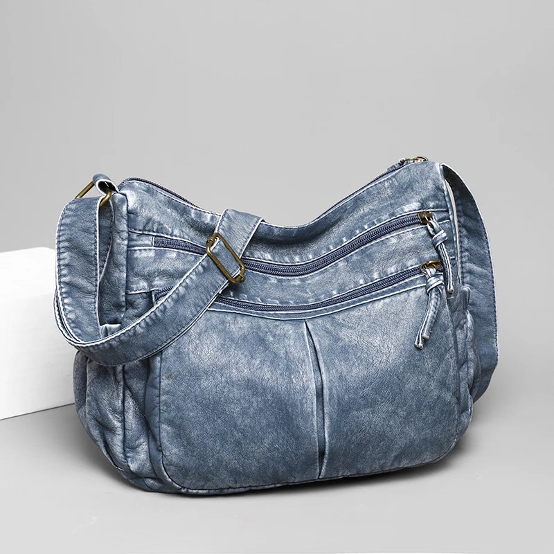 High Quality Washed Leather Shoulder Crossbody Bag For Women 2023 Vintage Ladies Handbags Luxury Trend Female Messenger Tote Sac