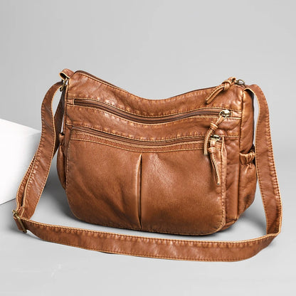 High Quality Washed Leather Shoulder Crossbody Bag For Women 2023 Vintage Ladies Handbags Luxury Trend Female Messenger Tote Sac
