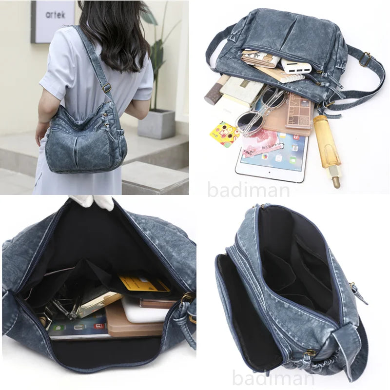 High Quality Washed Leather Shoulder Crossbody Bag For Women 2023 Vintage Ladies Handbags Luxury Trend Female Messenger Tote Sac
