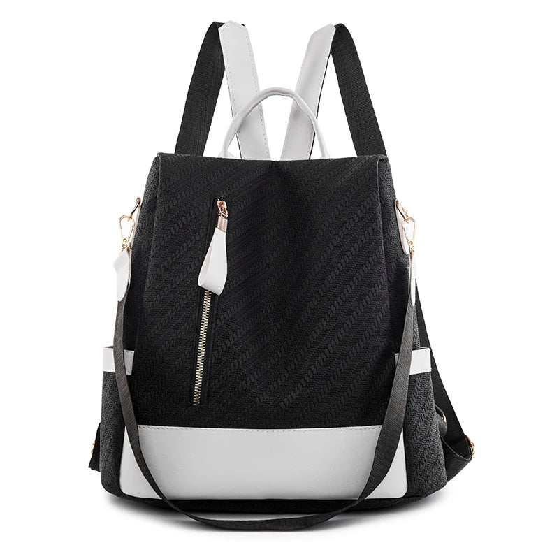 High Quality Waterproof PU Leather Women Backpack Anti-theft Back Zipper Ladies Schoolbag Casual Travel Single Shoulder Backpack