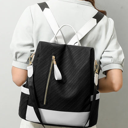 High Quality Waterproof PU Leather Women Backpack Anti-theft Back Zipper Ladies Schoolbag Casual Travel Single Shoulder Backpack