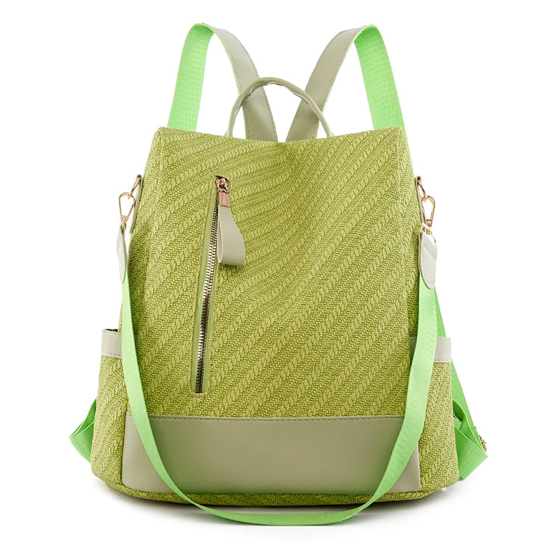 High Quality Waterproof PU Leather Women Backpack Anti-theft Back Zipper Ladies Schoolbag Casual Travel Single Shoulder Backpack