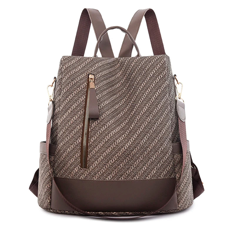 High Quality Waterproof PU Leather Women Backpack Anti-theft Back Zipper Ladies Schoolbag Casual Travel Single Shoulder Backpack
