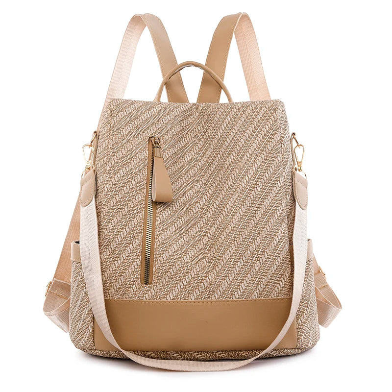 High Quality Waterproof PU Leather Women Backpack Anti-theft Back Zipper Ladies Schoolbag Casual Travel Single Shoulder Backpack