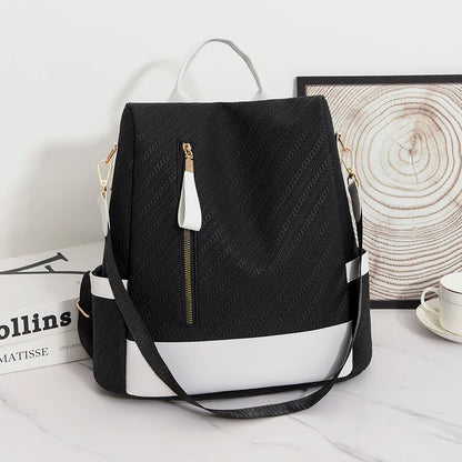 High Quality Waterproof PU Leather Women Backpack Anti-theft Back Zipper Ladies Schoolbag Casual Travel Single Shoulder Backpack