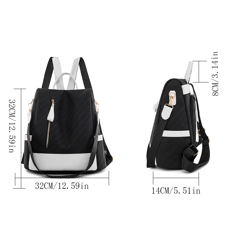 High Quality Waterproof PU Leather Women Backpack Anti-theft Back Zipper Ladies Schoolbag Casual Travel Single Shoulder Backpack