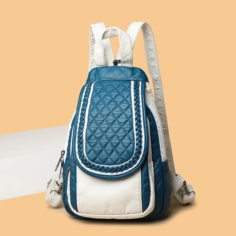 High Quality Weave Leather Women Backpack Female Vintage Bag School Bag Travel Bagpack Ladies Bookbag 2023 Luxury Women Backpack