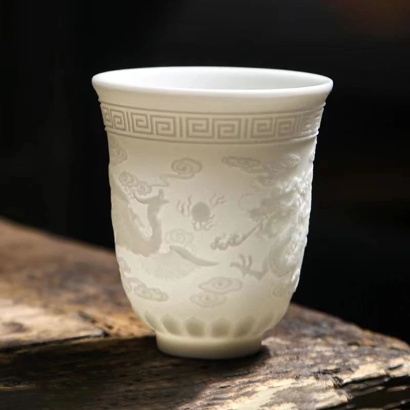 High Quality White Bone China Tea Cup Goat Fat Jade Ceramic Tea Cup Teacup Cute Cups and Mugs Japanese Mug Jingdezhen Teacups