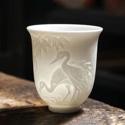 High Quality White Bone China Tea Cup Goat Fat Jade Ceramic Tea Cup Teacup Cute Cups and Mugs Japanese Mug Jingdezhen Teacups
