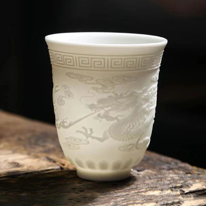 High Quality White Bone China Tea Cup Goat Fat Jade Ceramic Tea Cup Teacup Cute Cups and Mugs Japanese Mug Jingdezhen Teacups