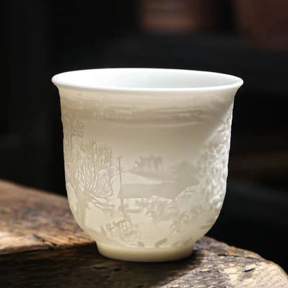 High Quality White Bone China Tea Cup Goat Fat Jade Ceramic Tea Cup Teacup Cute Cups and Mugs Japanese Mug Jingdezhen Teacups