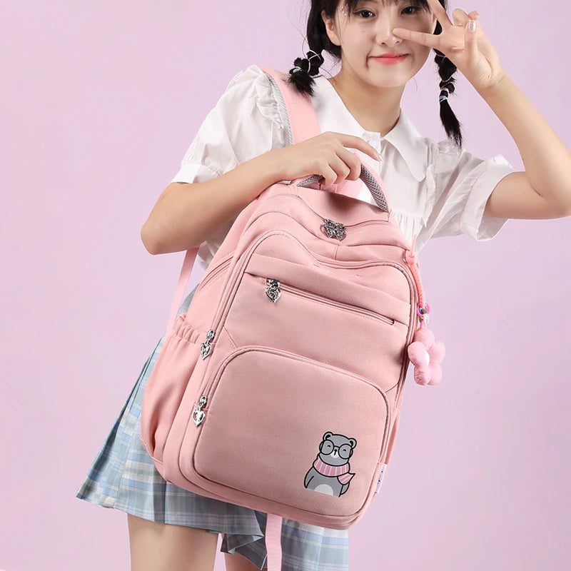 High Quality Woman Backpack Fashion Schoolbag For teenage Girls boys Multi-pocket Rucksack 2023 New