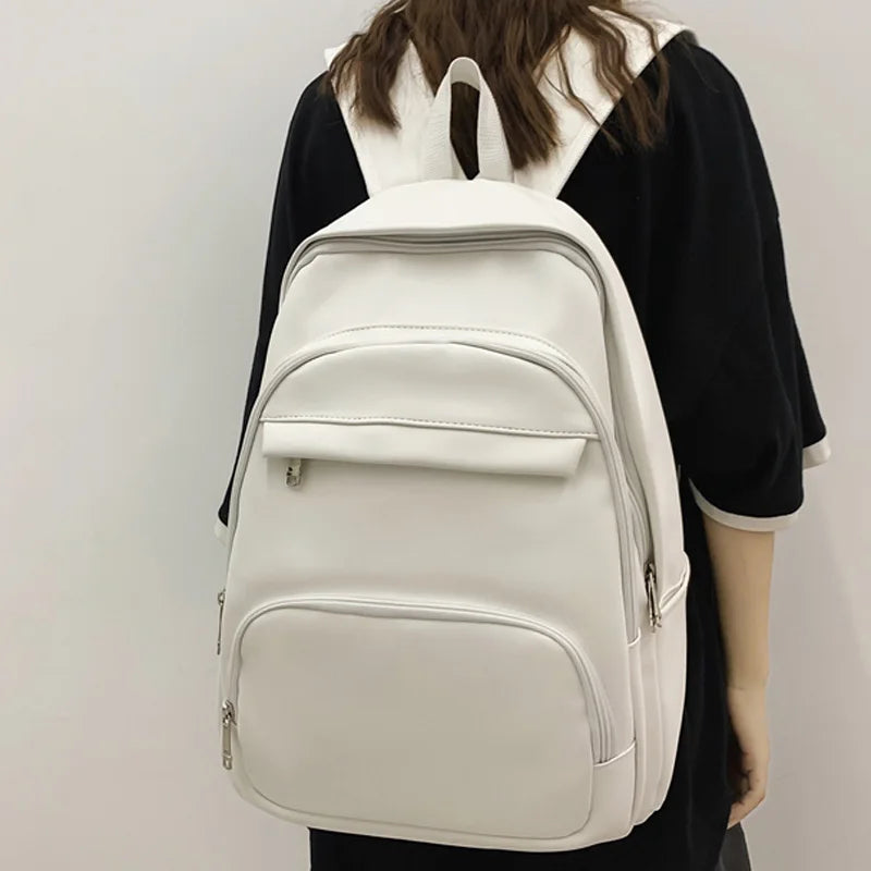 High Quality Woman Backpack Leather Rucksack Women's Knapsack Multi-pocket Bagpacks School Bags for Teenage Girls Boys Mochila