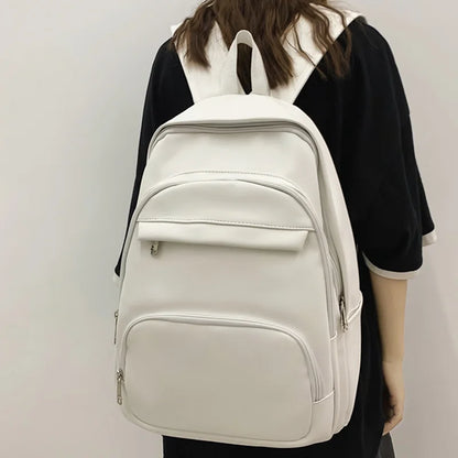 High Quality Woman Backpack Leather Rucksack Women's Knapsack Multi-pocket Bagpacks School Bags for Teenage Girls Boys Mochila