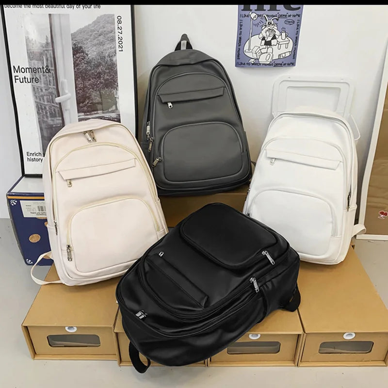 High Quality Woman Backpack Leather Rucksack Women's Knapsack Multi-pocket Bagpacks School Bags for Teenage Girls Boys Mochila
