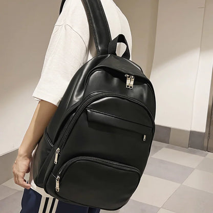 High Quality Woman Backpack Leather Rucksack Women's Knapsack Multi-pocket Bagpacks School Bags for Teenage Girls Boys Mochila