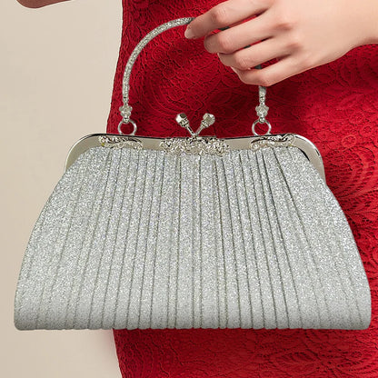 High Quality Women Evening Bag Vintage Elegant Party Ruched Clutch Purse Designer Bags Night Wedding Gold Crossbody for Handbag