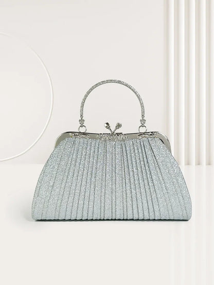 High Quality Women Evening Bag Vintage Elegant Party Ruched Clutch Purse Designer Bags Night Wedding Gold Crossbody for Handbag
