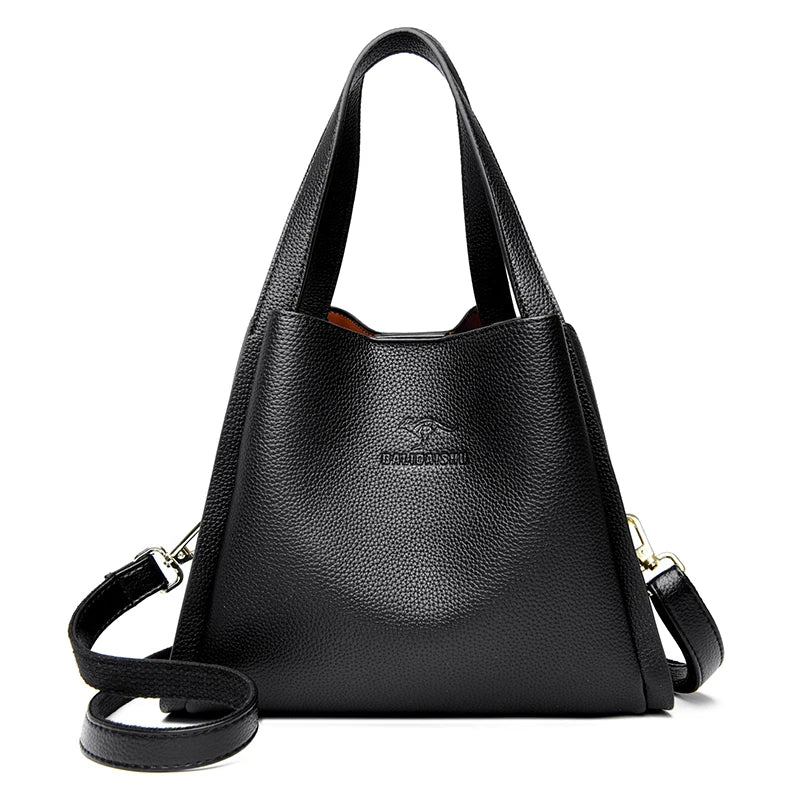 High Quality Women Tote Bags Luxury Designer Solid Color Handbags Soft Leather Shoulder Bag Large Capacity Shopping HandBag Sac