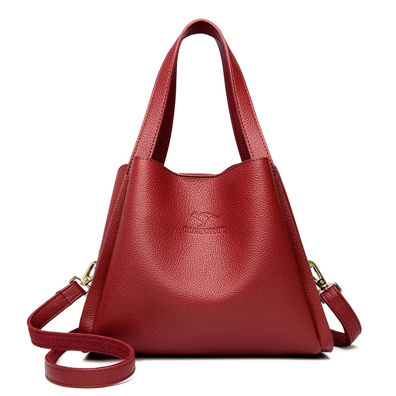High Quality Women Tote Bags Luxury Designer Solid Color Handbags Soft Leather Shoulder Bag Large Capacity Shopping HandBag Sac