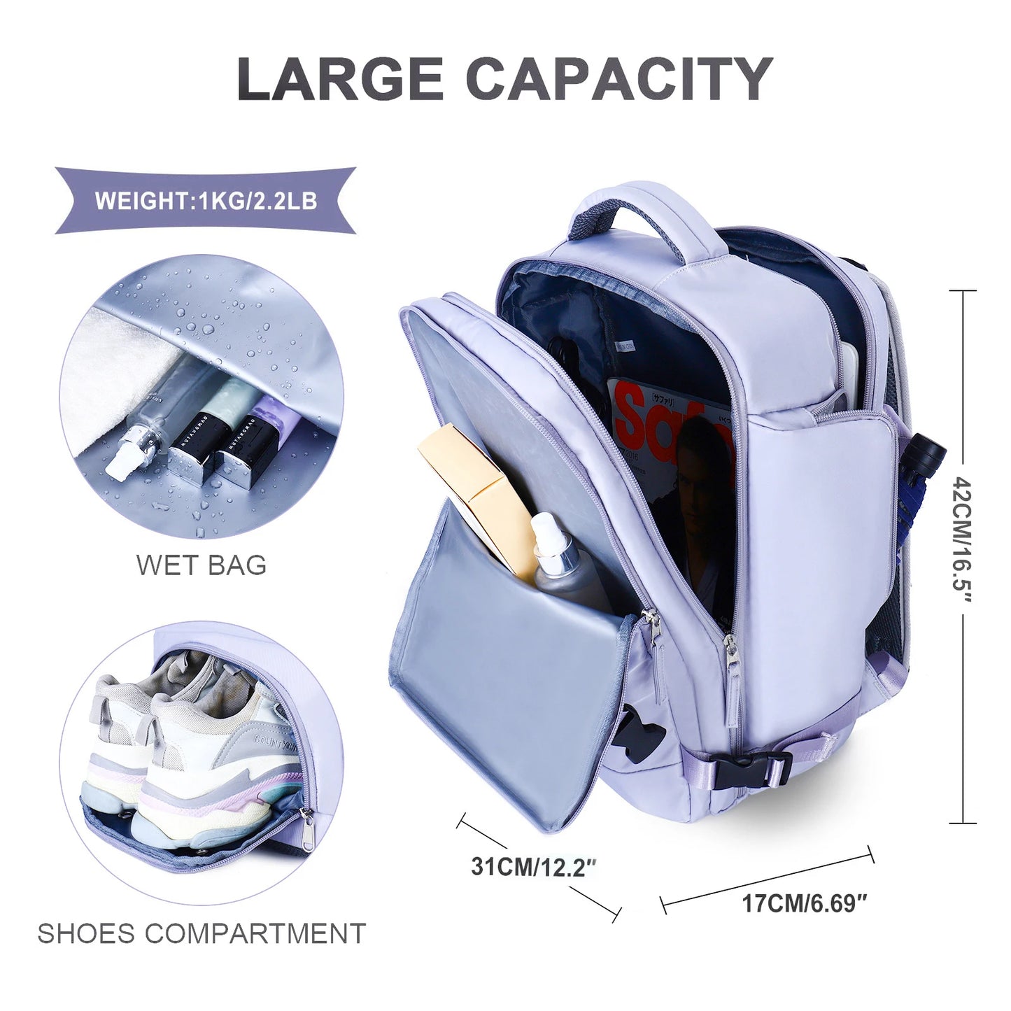 High Quality Women Travel Backpack for Teenager School Bag Large Capacity Carry On Backpack 17inch Airplane Cabin Travel Bags
