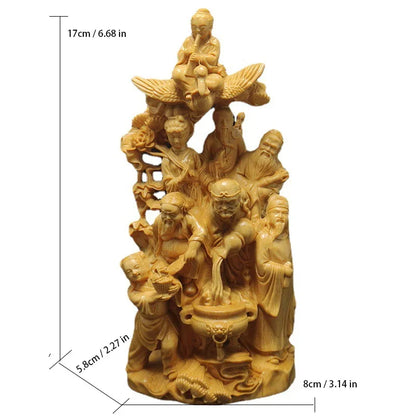 High Quality Wooden TV Characters Thuja Wood Eight Immortals Crossing The Sea Ornament Home Living Room Decor