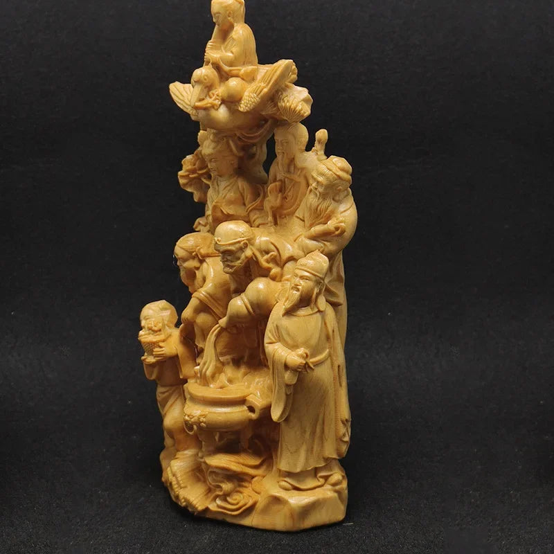 High Quality Wooden TV Characters Thuja Wood Eight Immortals Crossing The Sea Ornament Home Living Room Decor
