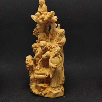 High Quality Wooden TV Characters Thuja Wood Eight Immortals Crossing The Sea Ornament Home Living Room Decor