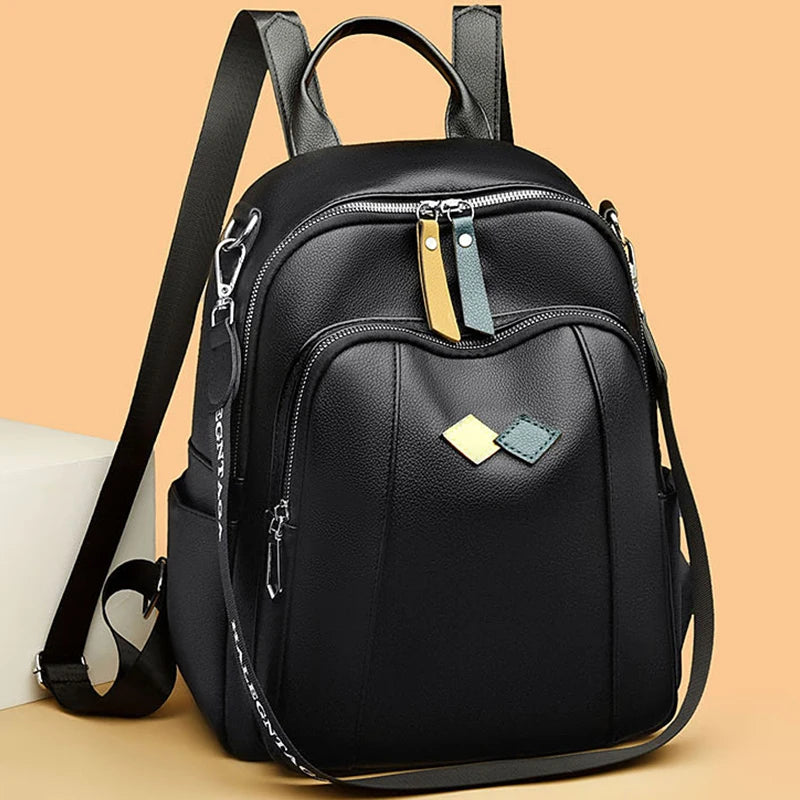 High Quality Youth Soft Leather Backpacks for Teenage Girls Female School Bag Hot Sale Backpacks 2024 New Fashion Woman Backpack