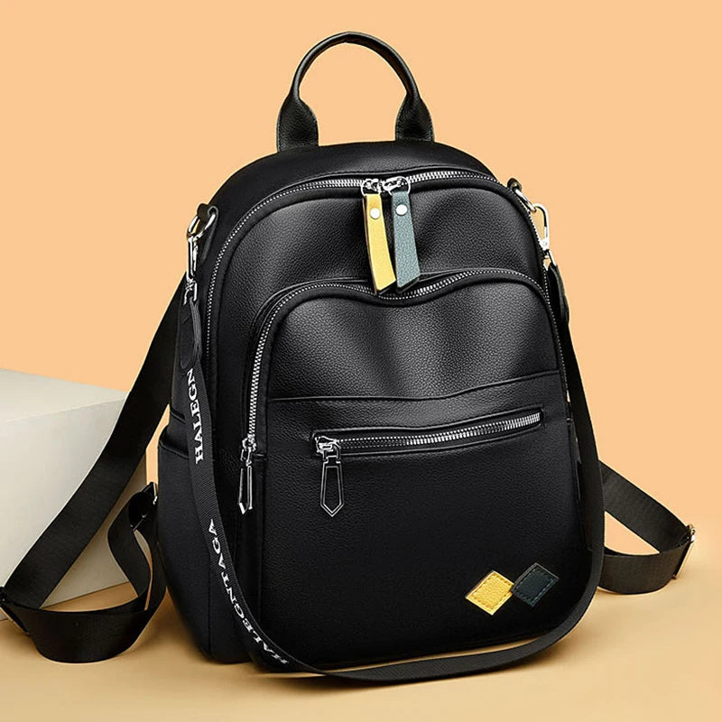 High Quality Youth Soft Leather Backpacks for Teenage Girls Female School Bag Hot Sale Backpacks 2024 New Fashion Woman Backpack