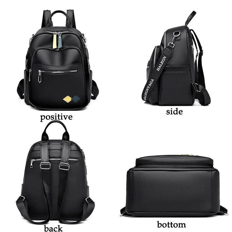 High Quality Youth Soft Leather Backpacks for Teenage Girls Female School Bag Hot Sale Backpacks 2024 New Fashion Woman Backpack