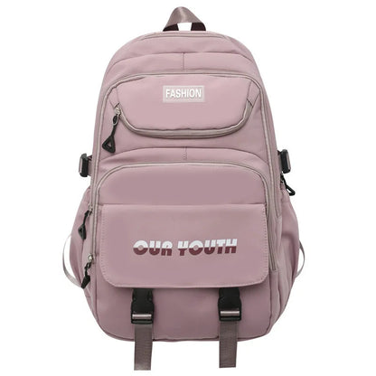 High School Girls Backpack Nylon Waterproof Travel Bag Simple Large Capacity Multi-functional Backpack for Boys Travel Rucksack