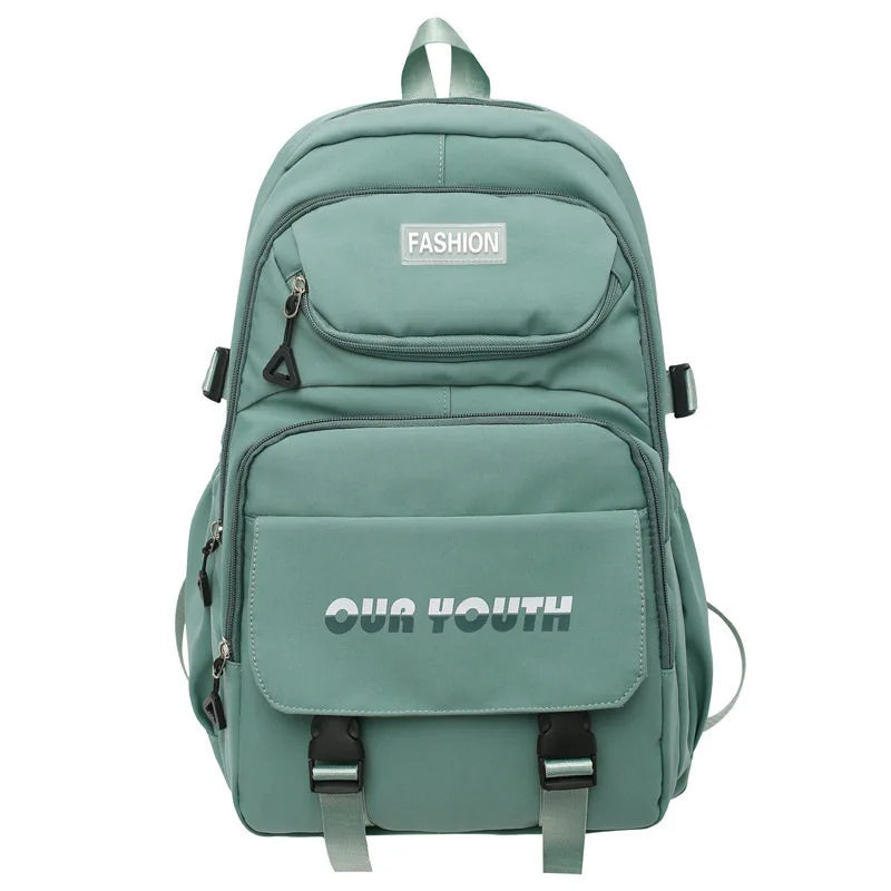 High School Girls Backpack Nylon Waterproof Travel Bag Simple Large Capacity Multi-functional Backpack for Boys Travel Rucksack