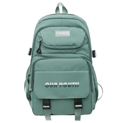 High School Girls Backpack Nylon Waterproof Travel Bag Simple Large Capacity Multi-functional Backpack for Boys Travel Rucksack