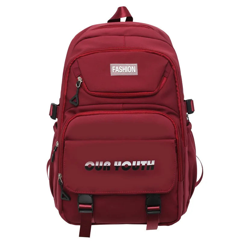 High School Girls Backpack Nylon Waterproof Travel Bag Simple Large Capacity Multi-functional Backpack for Boys Travel Rucksack