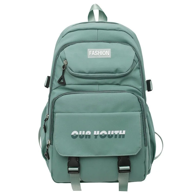 High School Girls Backpack Nylon Waterproof Travel Bag Simple Large Capacity Multi-functional Backpack for Boys Travel Rucksack