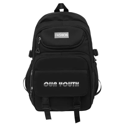 High School Girls Backpack Nylon Waterproof Travel Bag Simple Large Capacity Multi-functional Backpack for Boys Travel Rucksack