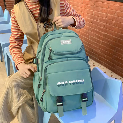 High School Girls Backpack Nylon Waterproof Travel Bag Simple Large Capacity Multi-functional Backpack for Boys Travel Rucksack