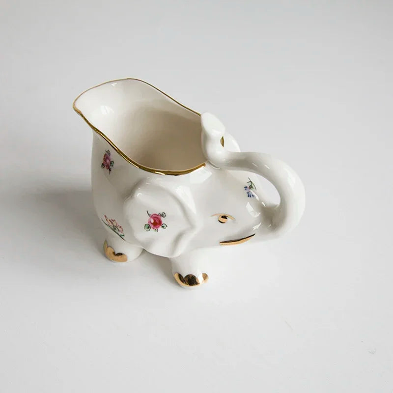 High Temperature Ceramic Elephant Shaped Underglaze Decal Milk Tank Milk Pot Milk Cup