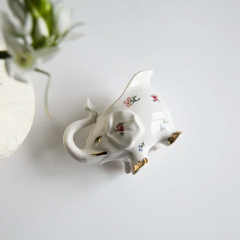 High Temperature Ceramic Elephant Shaped Underglaze Decal Milk Tank Milk Pot Milk Cup