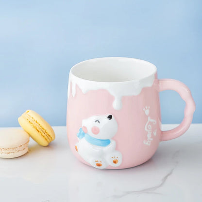 High Value Mug with Spoon Ceramic Cup Children Lovely Girl Couple Drinking Water Cup Family Coffee Mugs