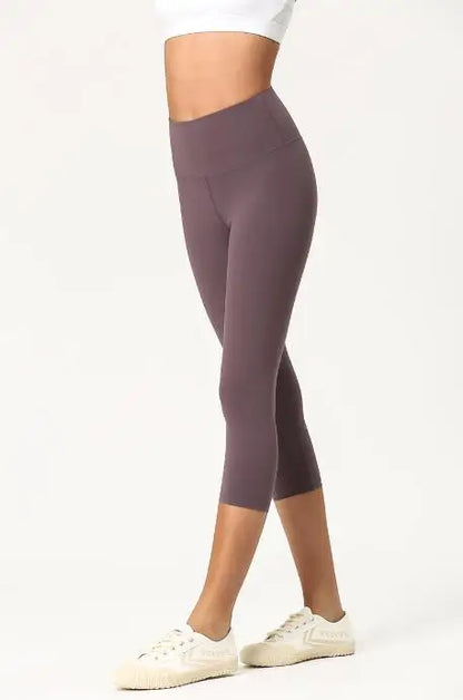 High Waist Pants Squat proof Cropped Training Tights Woman Sports Fitness Gym Capris Leggings