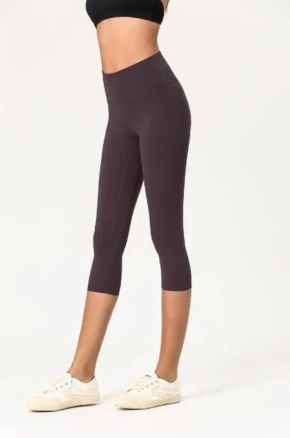 High Waist Pants Squat proof Cropped Training Tights Woman Sports Fitness Gym Capris Leggings