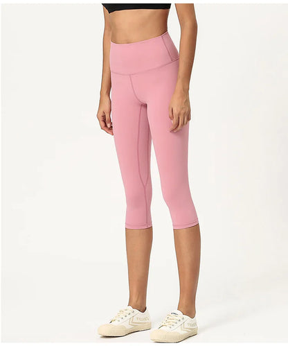 High Waist Pants Squat proof Cropped Training Tights Woman Sports Fitness Gym Capris Leggings