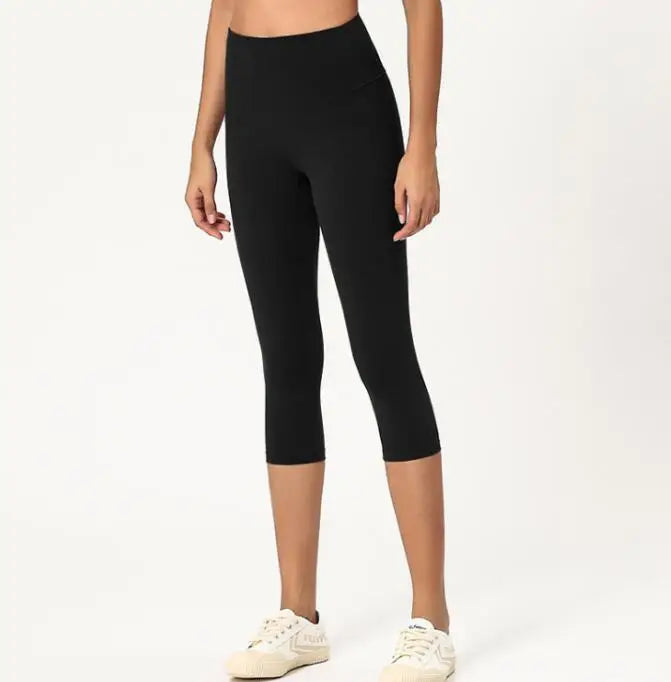 High Waist Pants Squat proof Cropped Training Tights Woman Sports Fitness Gym Capris Leggings