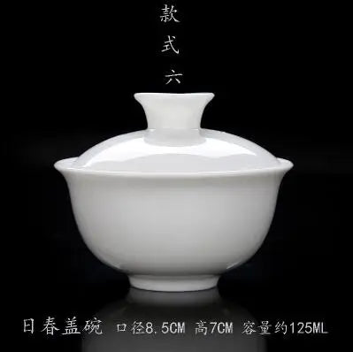 High White Porcelain Tea Set, Sancai Bowl, Cover Bowl, Tea Maker, Large Teacup Gaiwan, Pure White Porcelain, Respect Tea Bowl