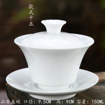 High White Porcelain Tea Set, Sancai Bowl, Cover Bowl, Tea Maker, Large Teacup Gaiwan, Pure White Porcelain, Respect Tea Bowl