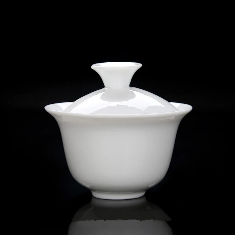 High White Porcelain Tea Set, Sancai Bowl, Cover Bowl, Tea Maker, Large Teacup Gaiwan, Pure White Porcelain, Respect Tea Bowl