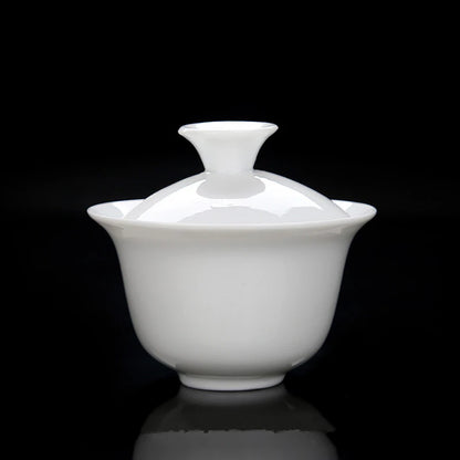 High White Porcelain Tea Set, Sancai Bowl, Cover Bowl, Tea Maker, Large Teacup Gaiwan, Pure White Porcelain, Respect Tea Bowl